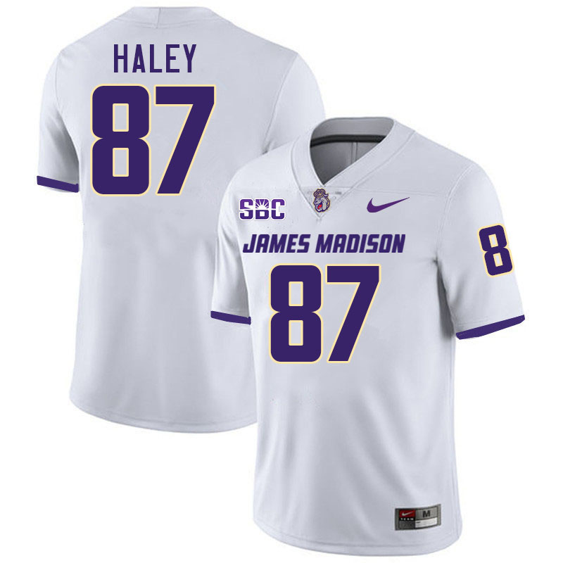 #87 Charles Haley JMU Jersey,James Madison Dukes Football Jerseys Stitched-White